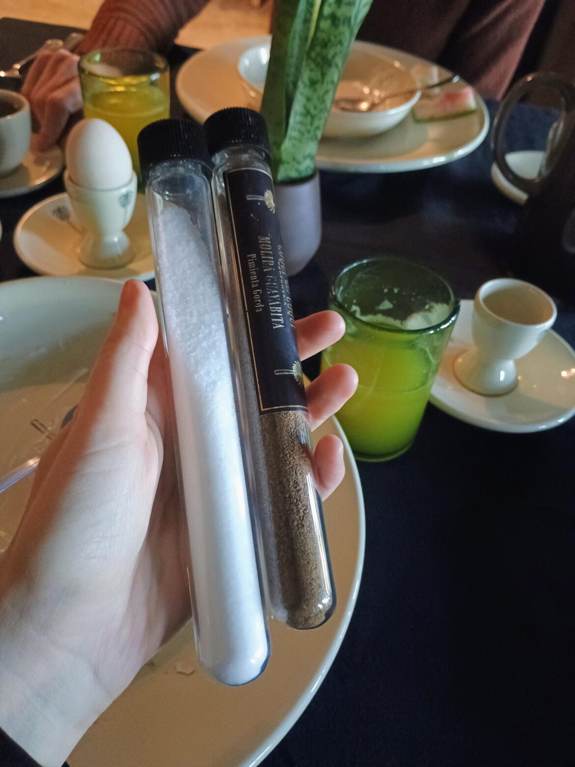 Salt and pepper in vials