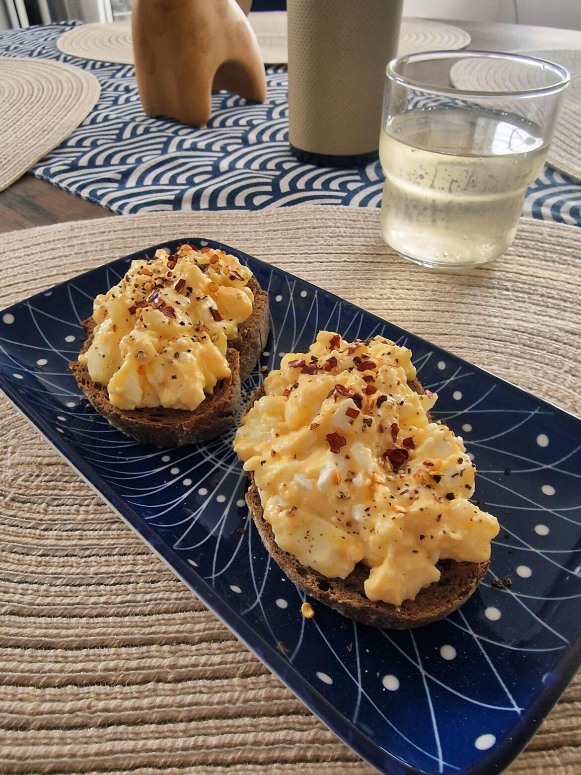 Cottage cheese egg on rye sourdough toast