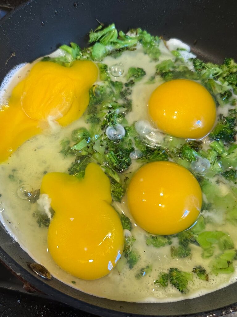 It sounded good at the time. Broccoli and Eggs. Don’t know why I scramble everything together.
