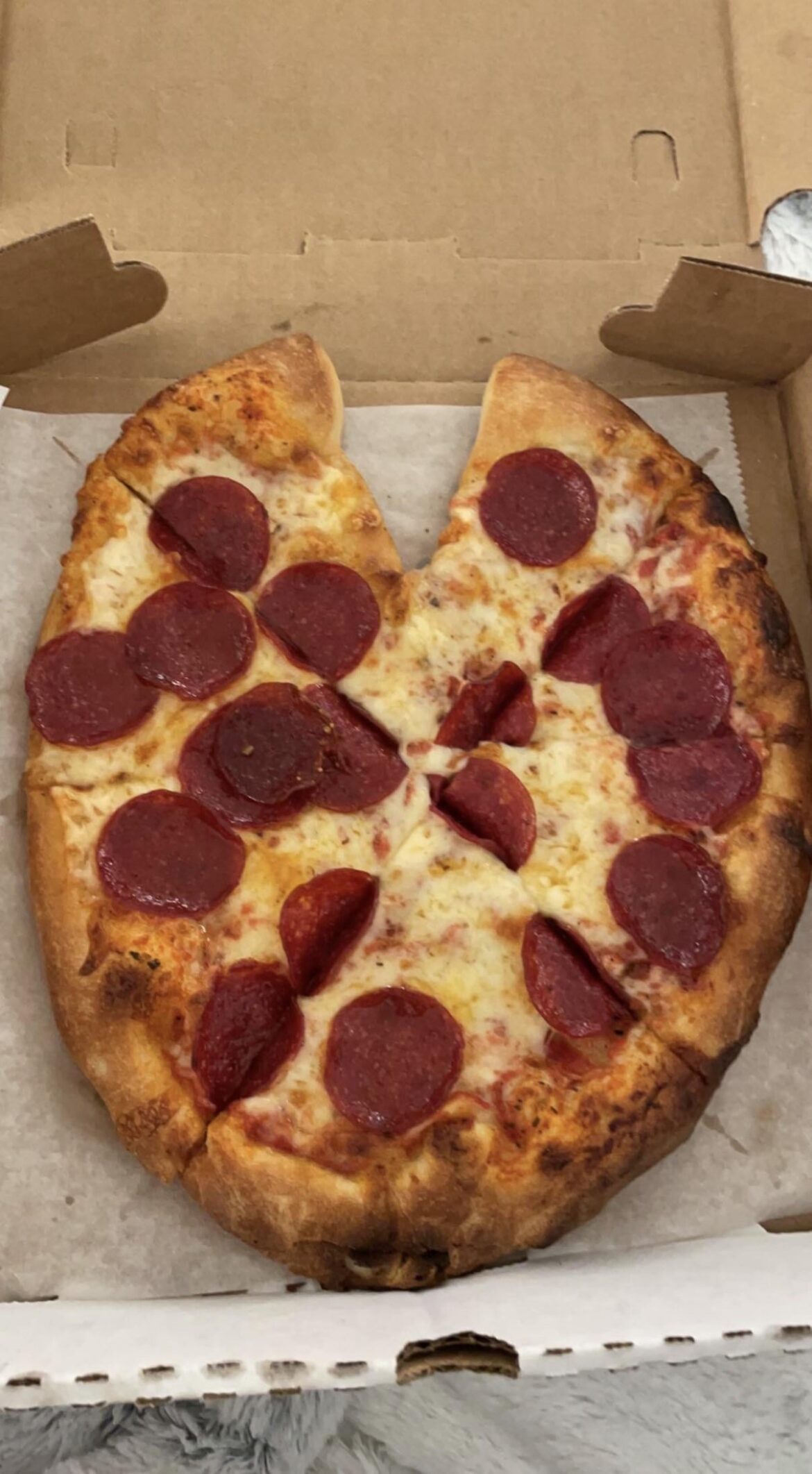 My boyfriend ordered us a ‘heart-shaped ‘ pizza for Valentines Day