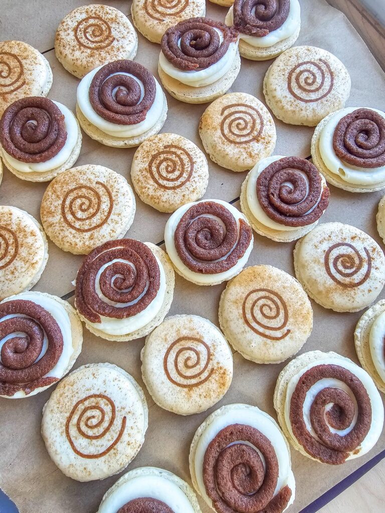 Cinnamon Roll Macs...this was the first time I used cold egg whites and they turned out pretty good