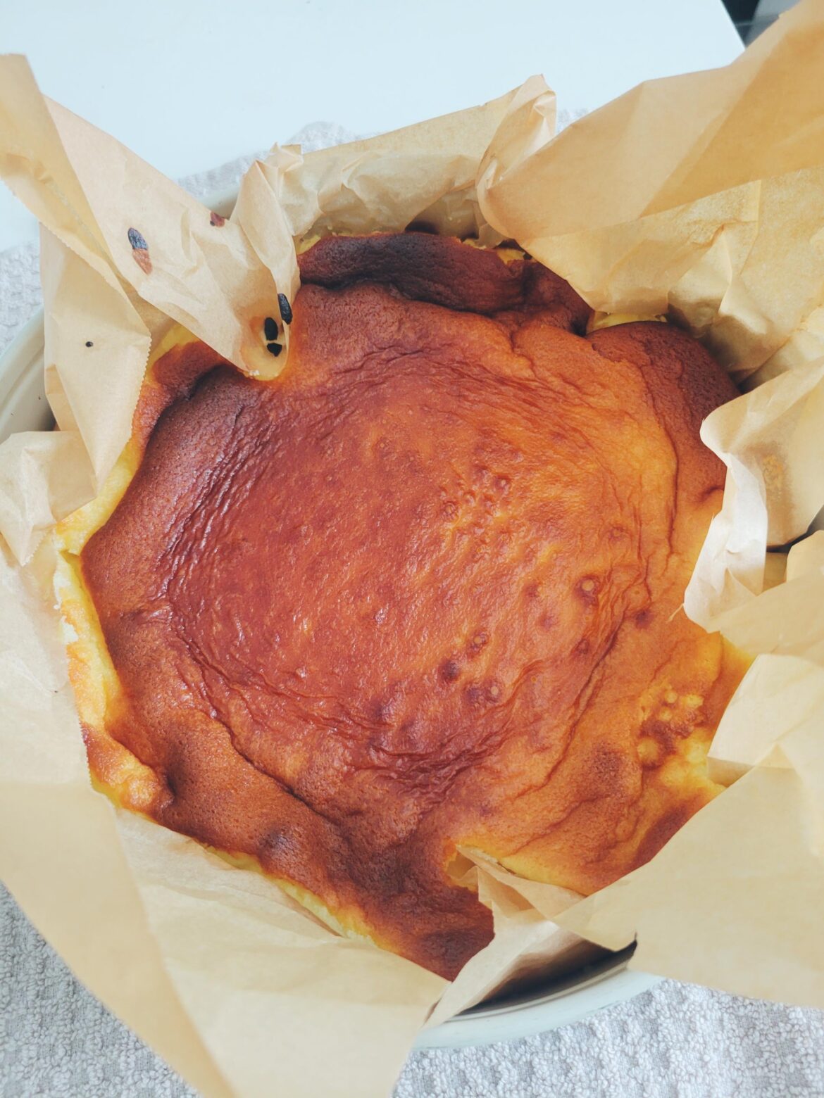 First time baking Basque Burnt Cheesecake. It is cooling now.