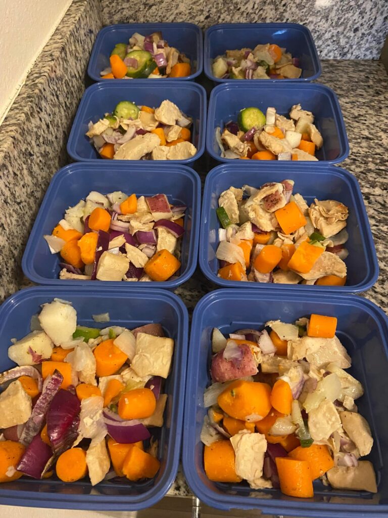 Roasted vegetables and some less appetizing crab rangoons.