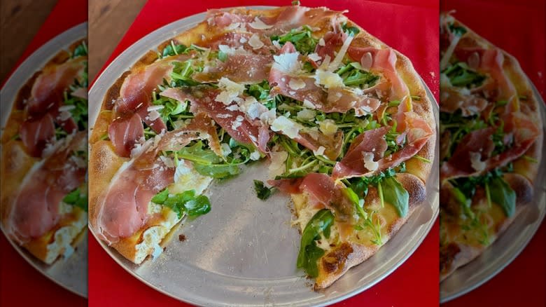 A pizza with prosciutto ans argula at Na Favola Trattoria & Pizzeria in Denver
