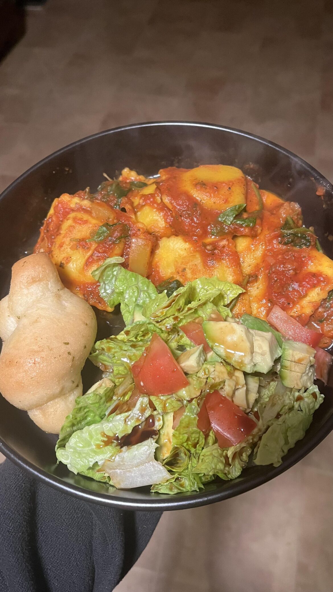 butternut squash ravioli with a lil salad