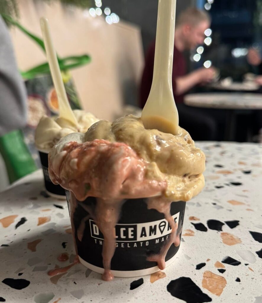 gelato ballpark? red velvet cake and chocolate chunk ! gelato ballpark? red velvet cake and chocolate chunk !