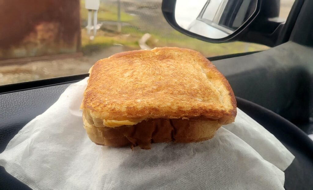 Sometimes, you just don't care. Microwaved gas station grilled cheese.