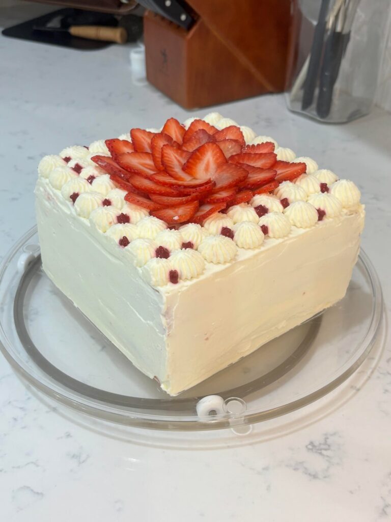 My first attempt to a layered cake for my son's birthday!