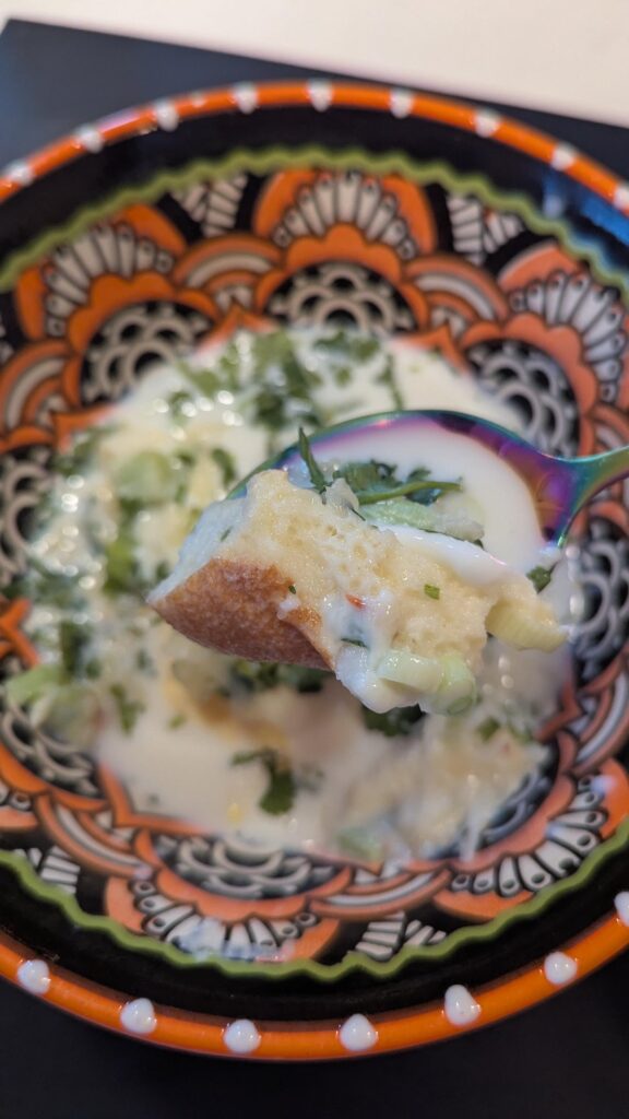 A poached egg all the way from Bogota this morning - Changua