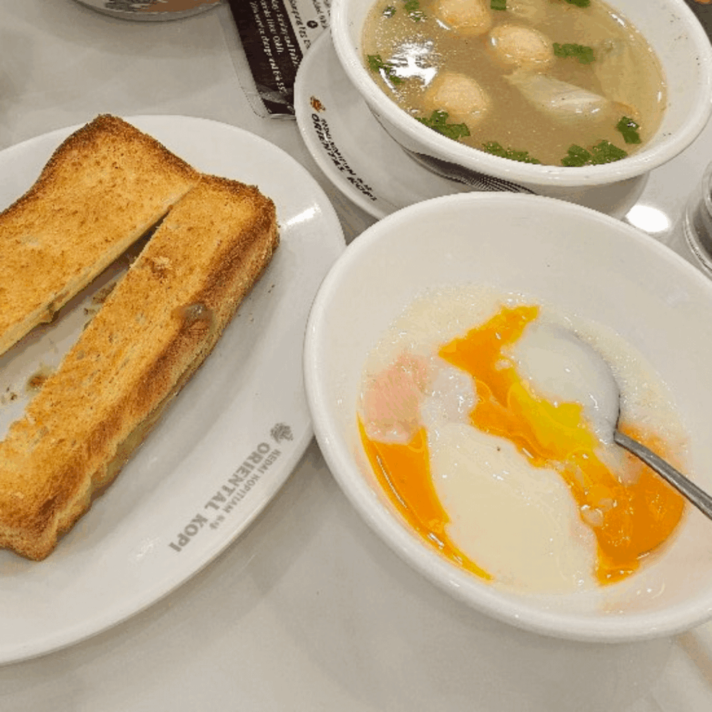 Traditional Asian breakfast: Toast + soft boiled egg