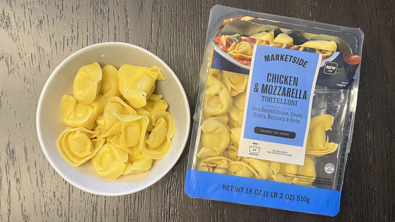 Walmart Marketside Chicken & Mozzarella tortelloni in a bowl.