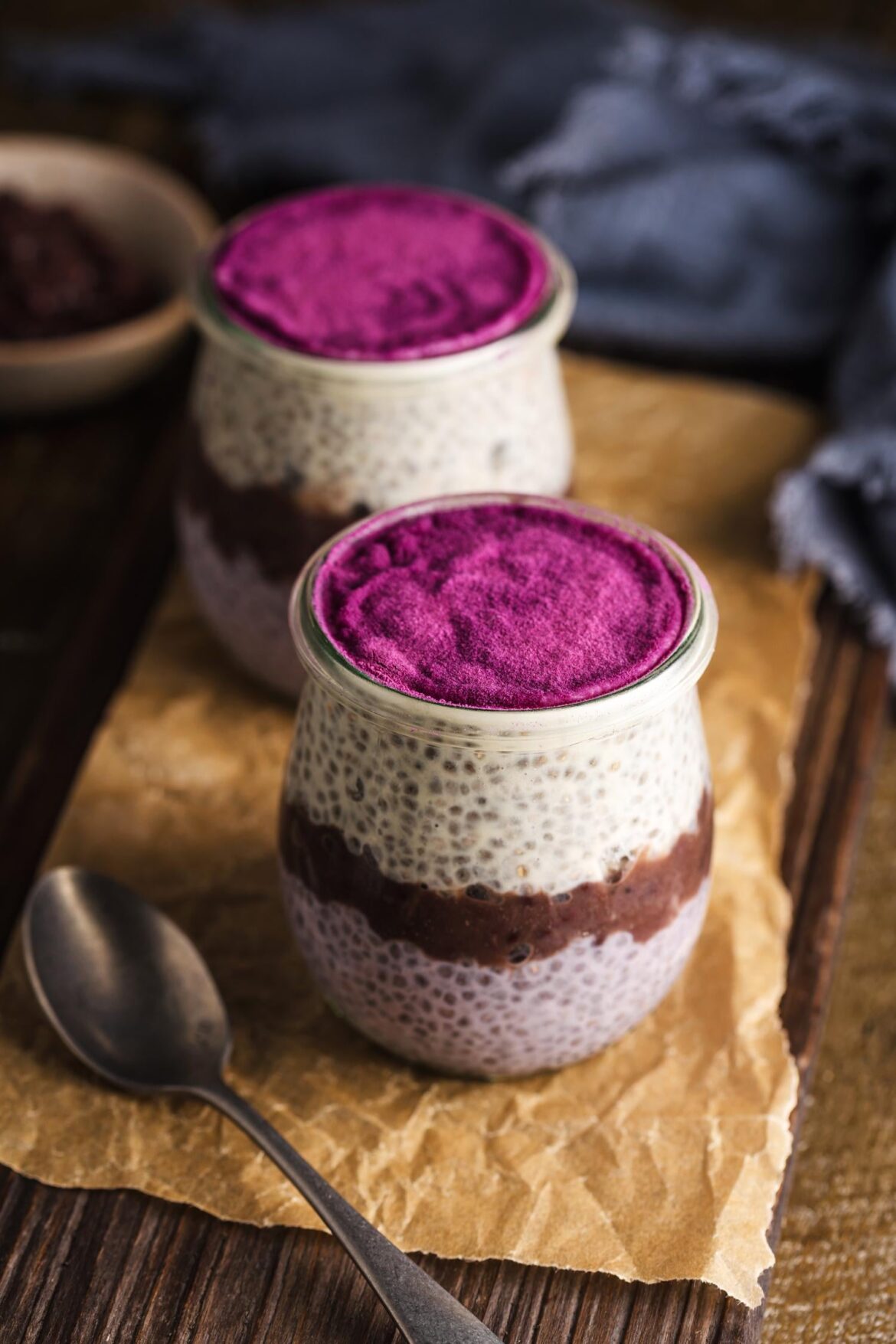 Taro Azuki Bean Chia Pudding