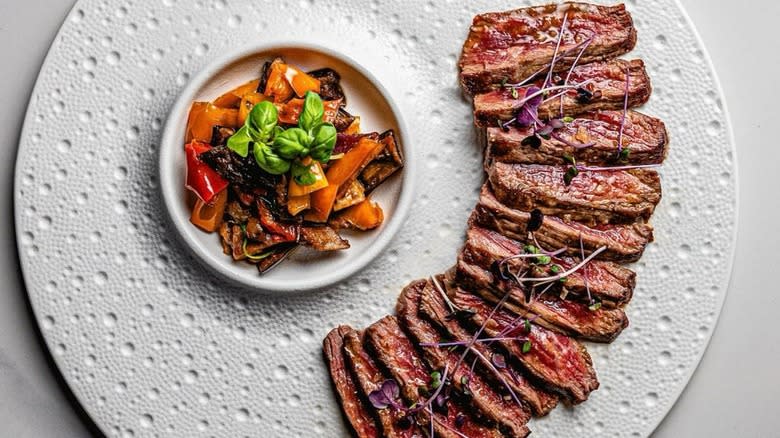 A plate of tataki steak at Strega in New Haven