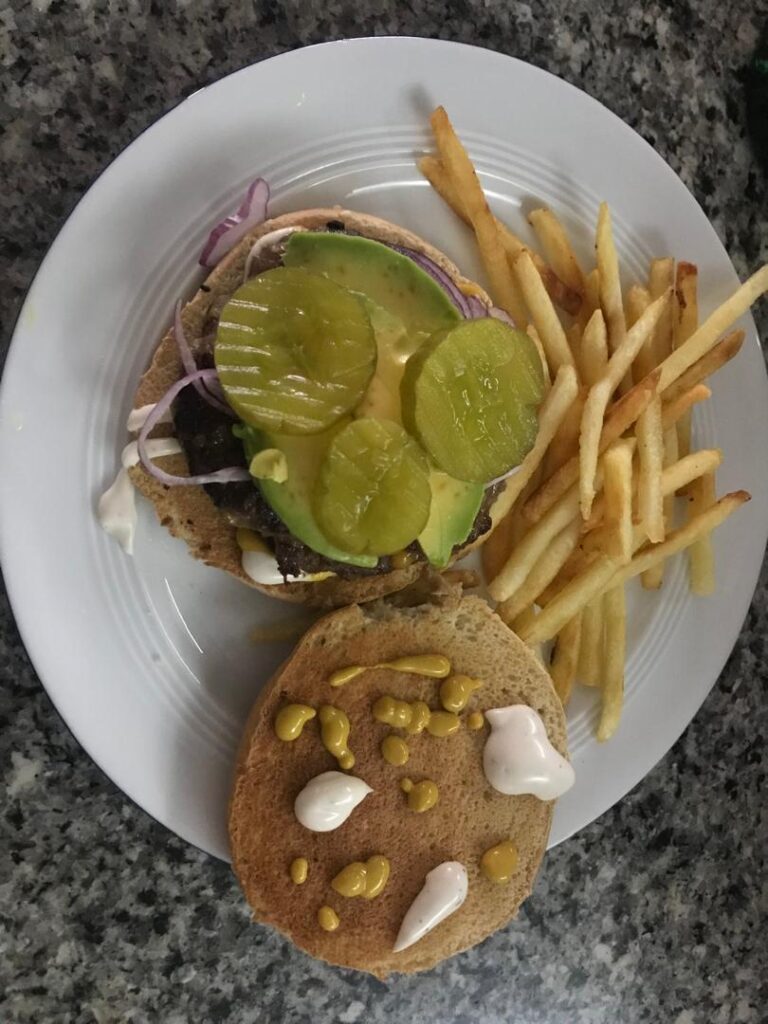 Enjoy your delicious beef and vegetable burger!