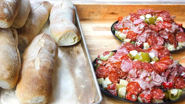 Italian bread, meats, and cheeses at Monica's Mercato & Salumeria in Boston