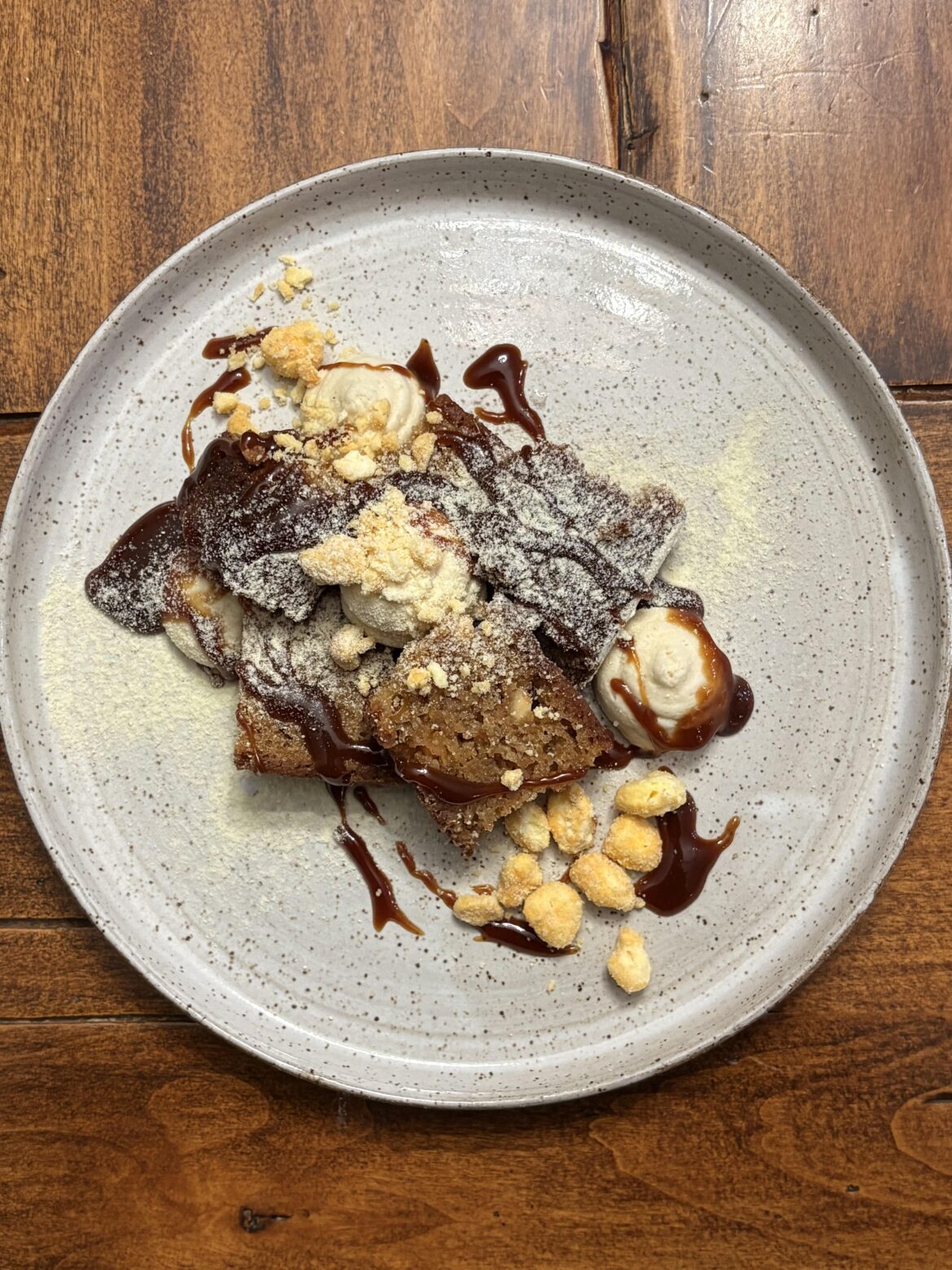 no sweet corn cake : miso-sherry caramel, whipped bourbon corn marscapone, corn pop cereal crumb