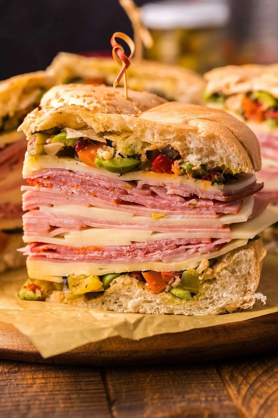 A muffaletta sandwich.