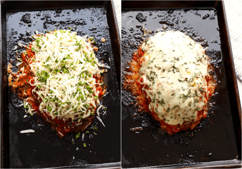 Some of the steps for making Italian meatloaf. Remove the meatloaf from the oven and top with shredded mozzarella and the remaining fresh basil. Bake for 10-15 minutes or until the cheese melts and the internal temperature is 160 degrees Fahrenheit. 