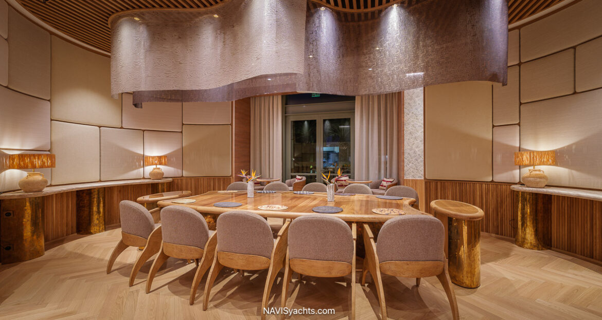 La Table de Marcel eight-seat chef’s table with monumental oak table and open kitchen views