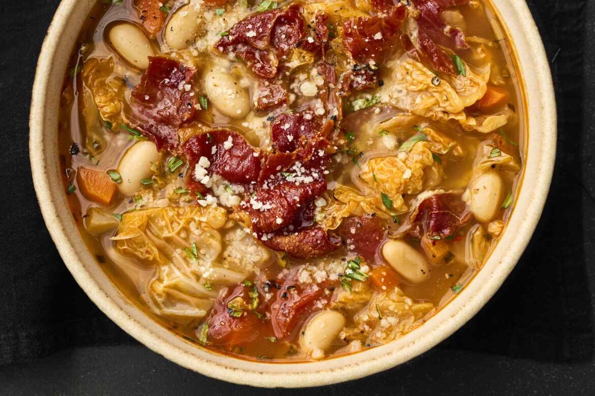 Cabbage and White Bean Soup with Crispy Prosciutto Recipe Cabbage and White Bean Soup with Crispy Prosciutto Recipe