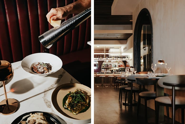 Images of assorted dishes and the dining room at Casa Ragazzi in New Brunswick, NJ