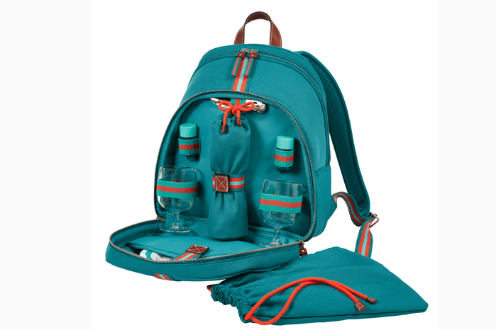 fortnum teal picnic backpack with pouch