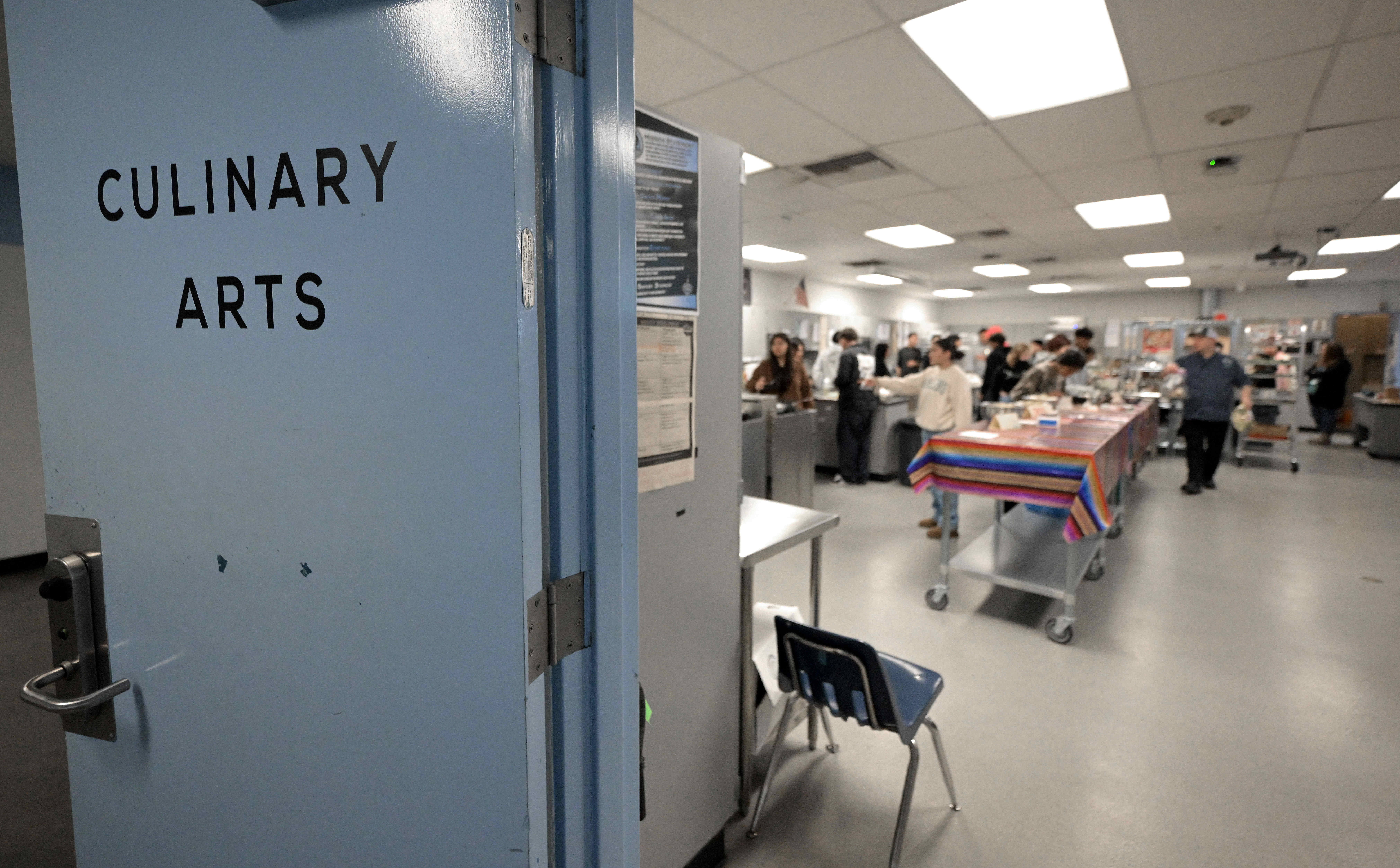 Students at Montclair High School prepare for their culinary arts...