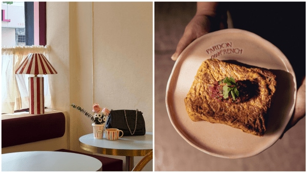Interiors of the cafe and (right) Banoffee French Toast