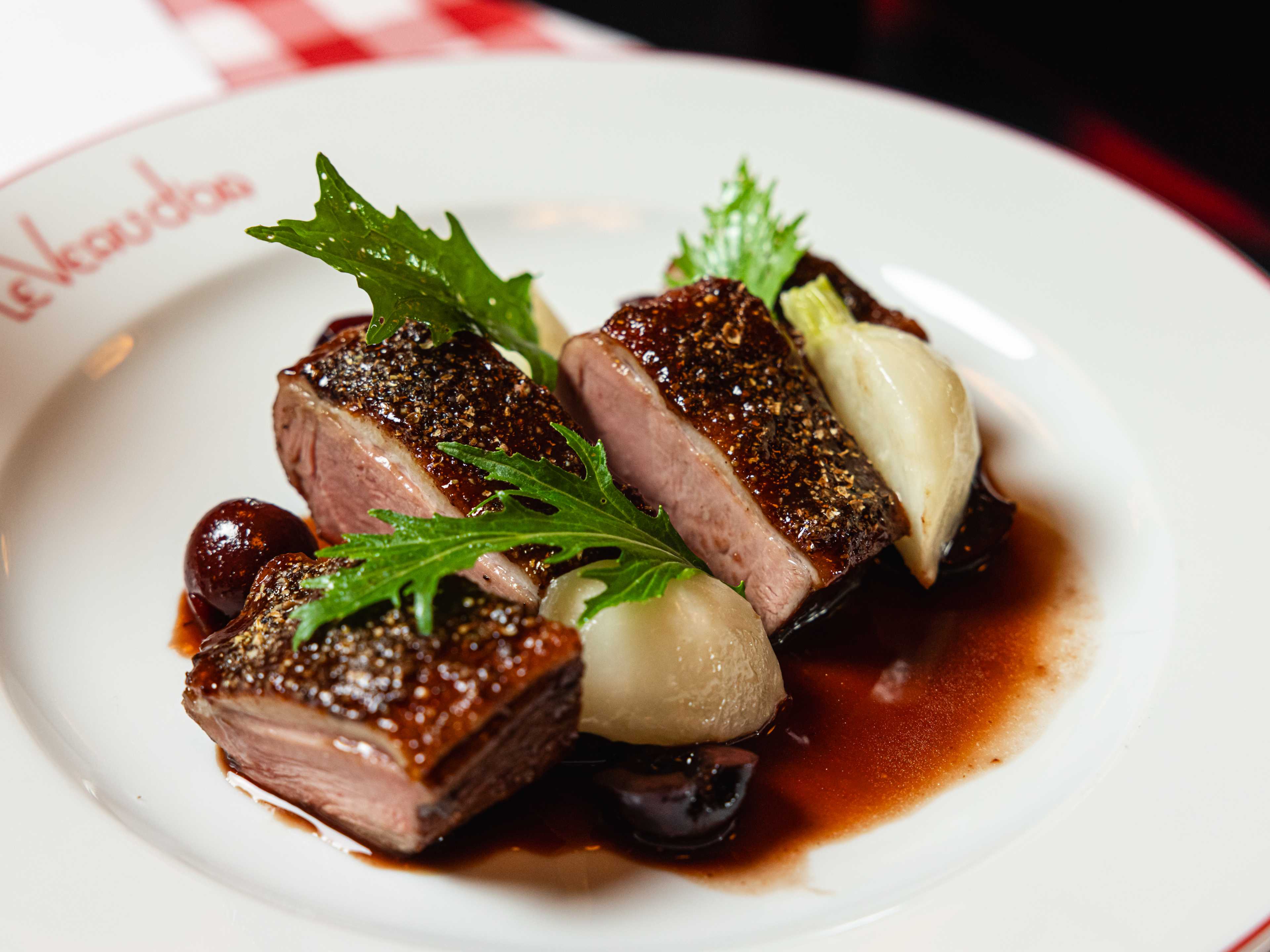 duck with cherries and radishes at Le Veau d'Or