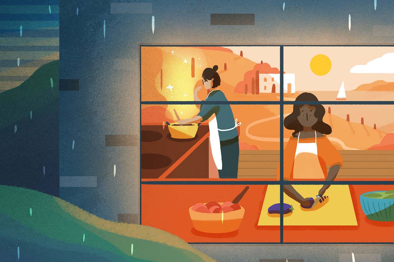 artwork of people cooking