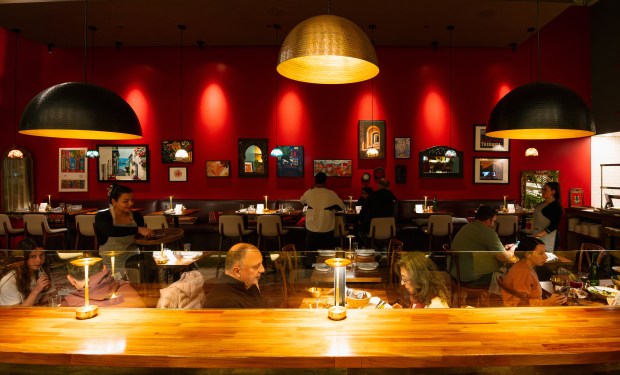 The newly opened Palo Alto restaurant offers extensive table, counter and bar seating. (Photo courtesy of Meze & Kebab)