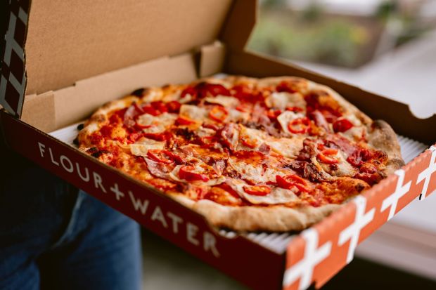 A Flour + Water Pizza Shop is opening Jan. 22, 2026, at the Lark Uptown apartments in Oakland, Calif. The restaurant has other San Francisco locations and blends elements of Neapolitan and New York pies, with a California twist. (Kristen Loken)