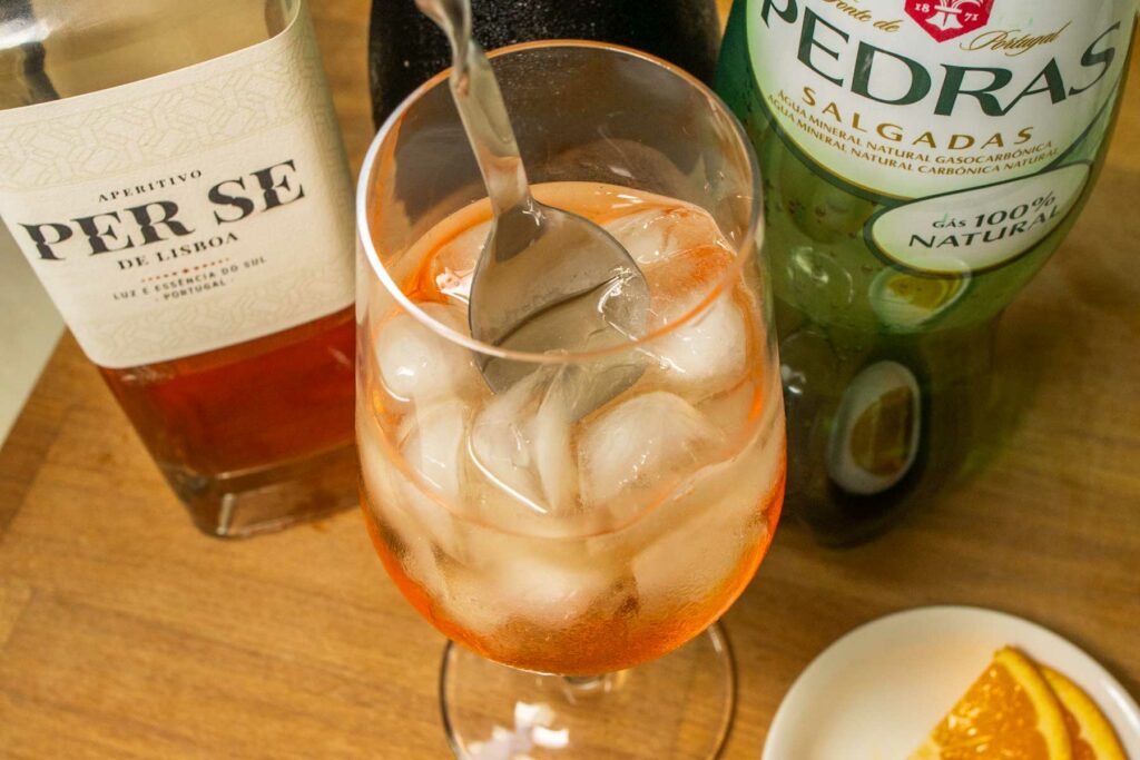 Stirring a Portuguese Spritz