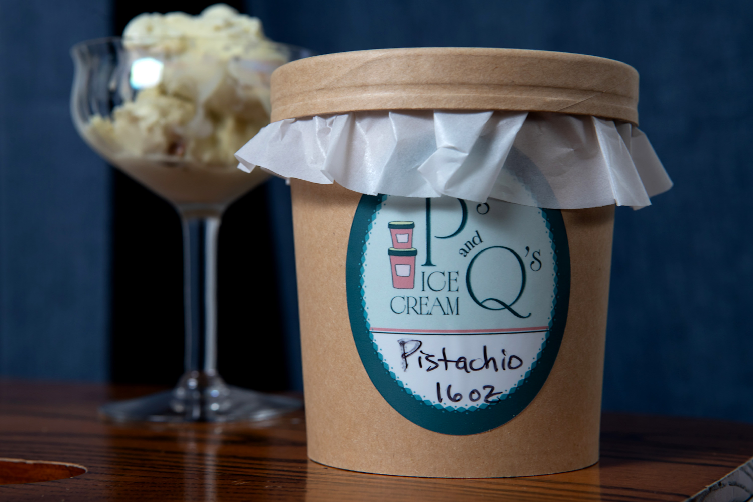 A one pint container of Pistachio Ice Cream is displayed...