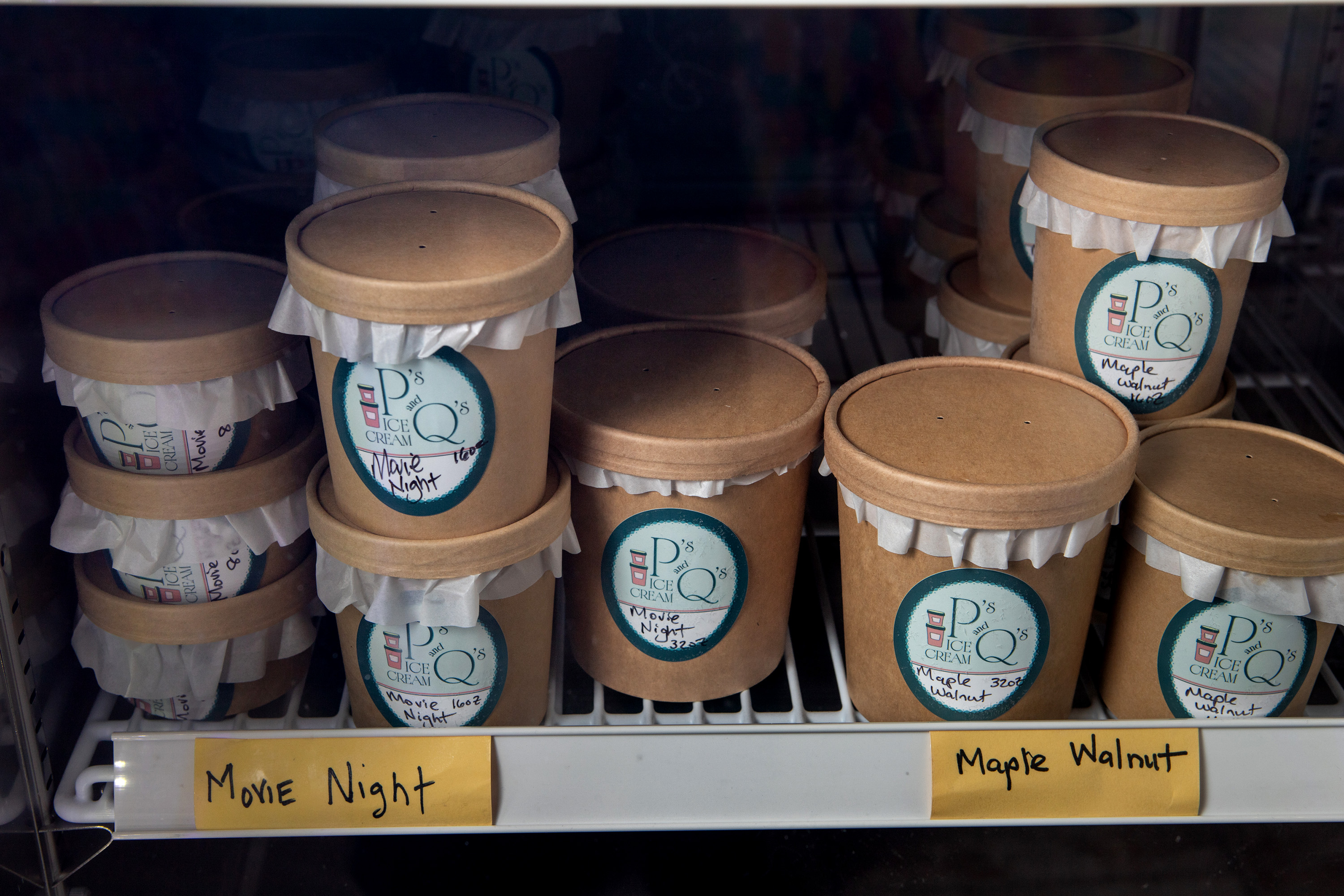 Various ice cream flavors for sale in pint or quart...