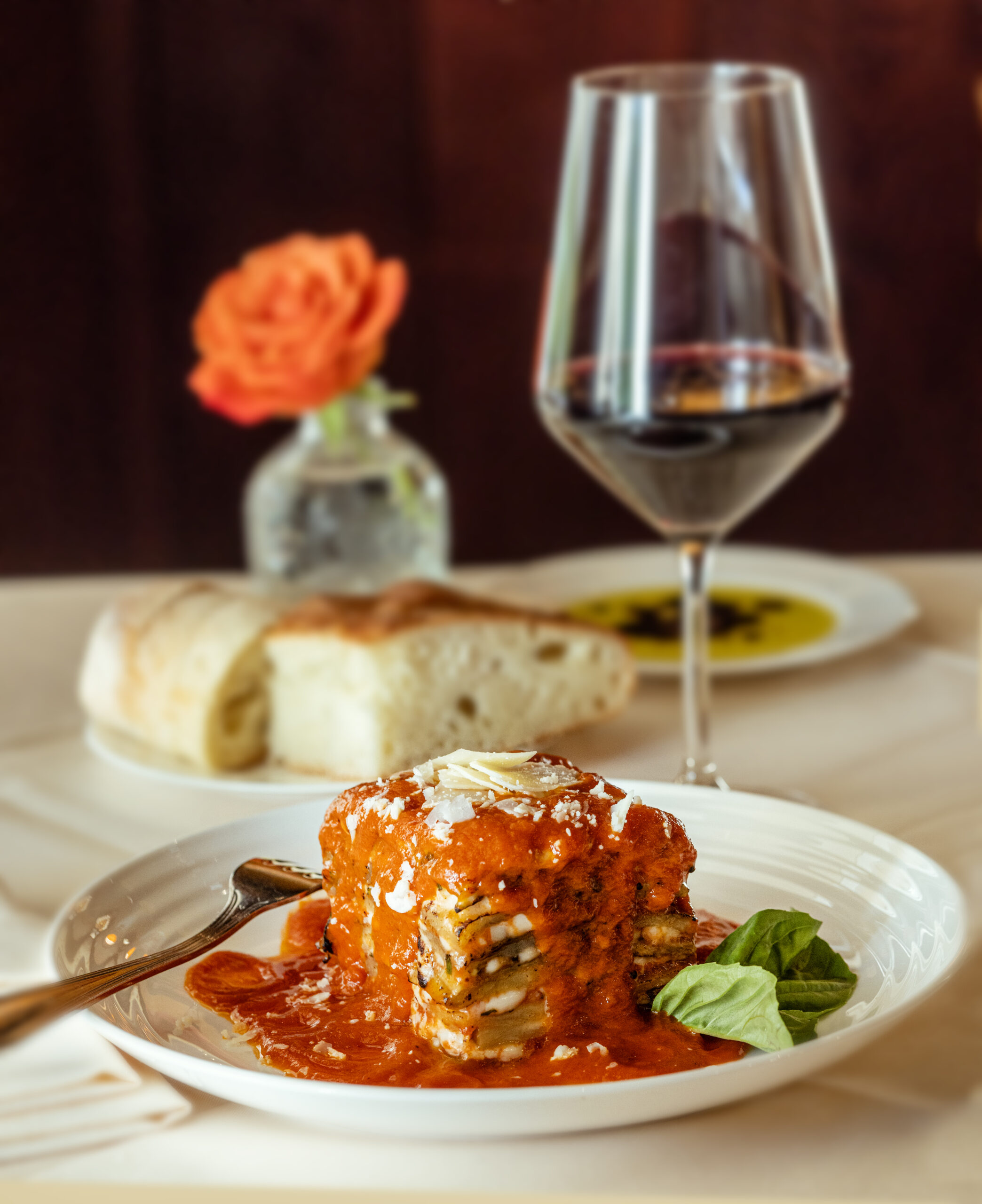 Eggplant Parmesan at Ca’Bianca in Santa Rosa