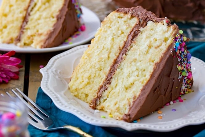 A large slice of vanilla cake