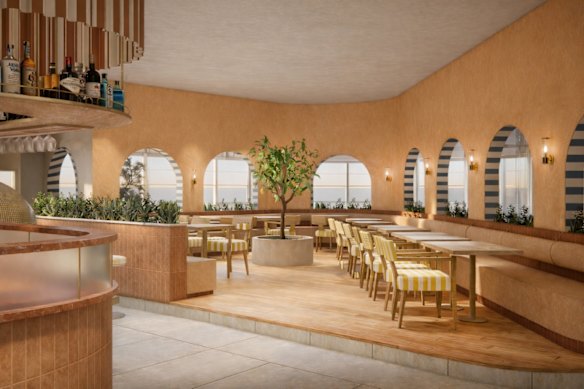 Artist’s impression of Roccella Lido which will feature a central lemon tree in the dining room.