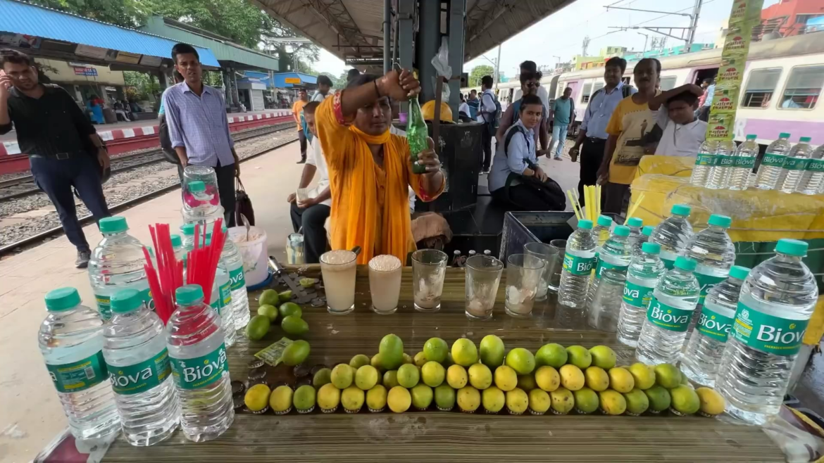 Soda specialist lady making masala carbonated drink for energy enhancement.