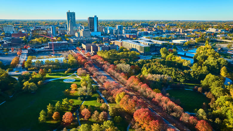 Aerial view of Fort Wayne, Indiana