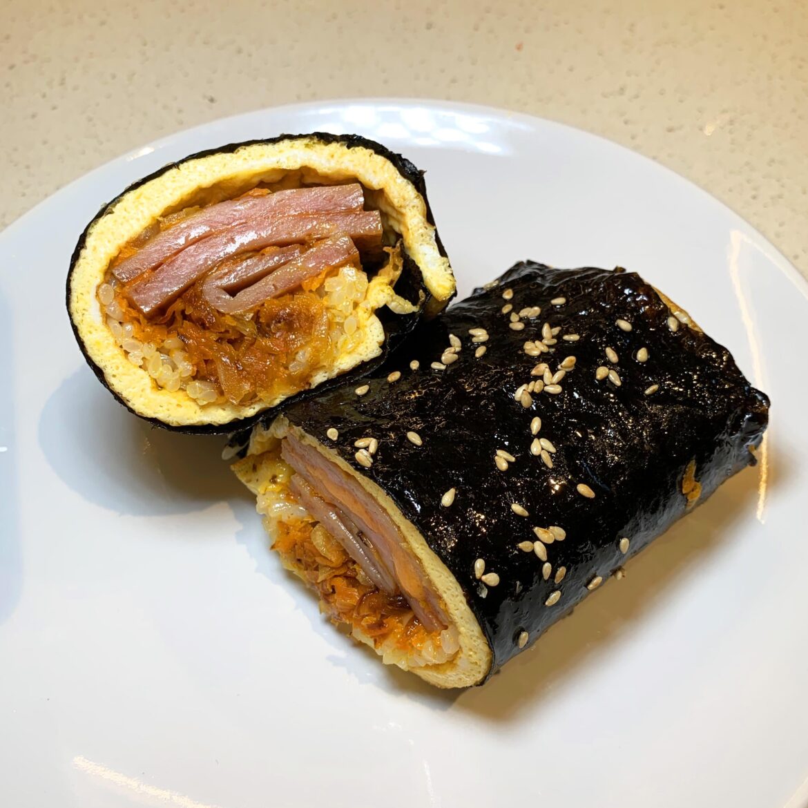 Crispy Spam & Soft Egg Sushi Roll with Chili Mayo