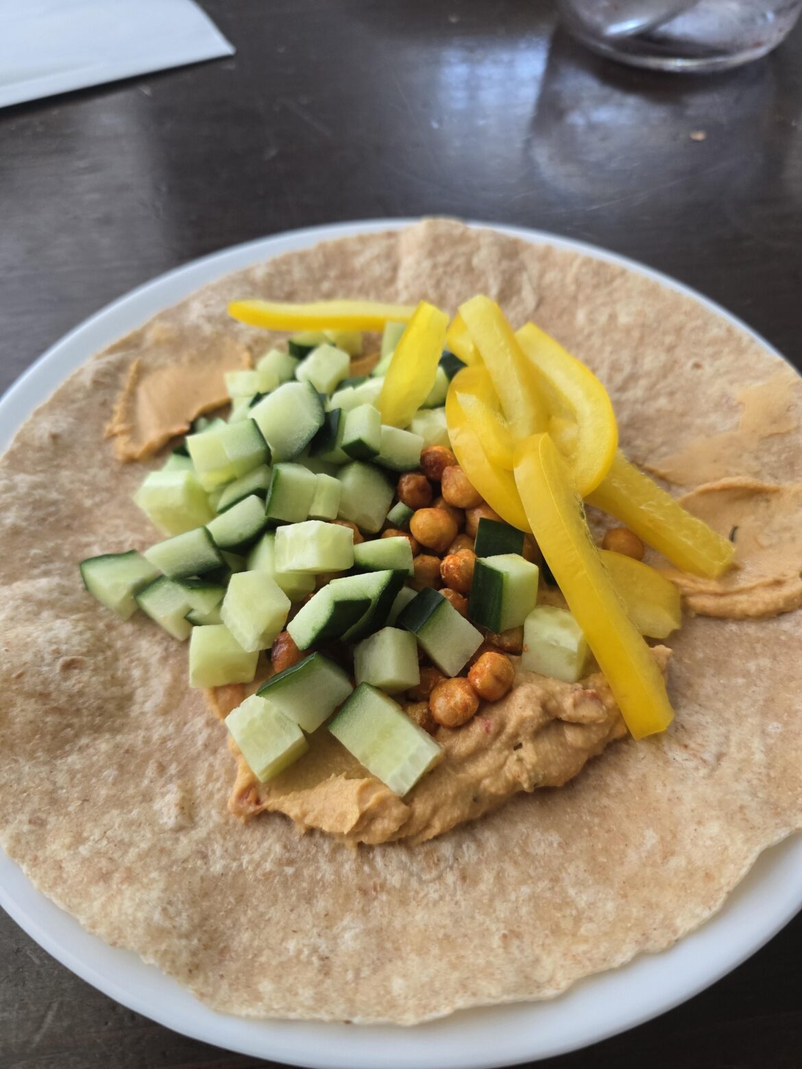 Whole wheat crispy buffalo chickpea veggie wraps for lunch today