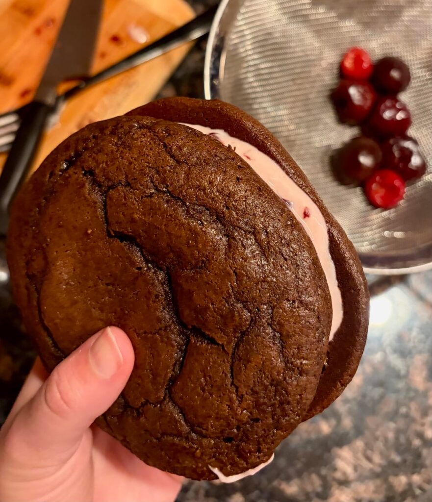 [homemade] black forest whoopie pies
