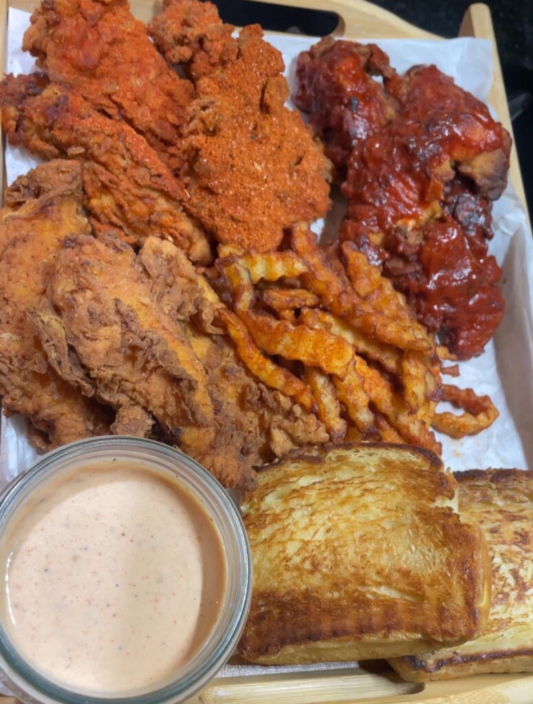 Homemade Raising cane’s fried chicken with homemade toast and sauce