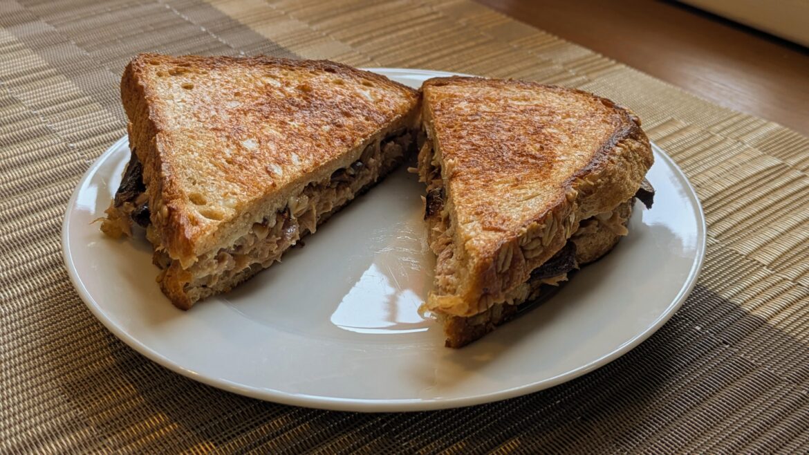 Mushroom Swiss tuna melt
