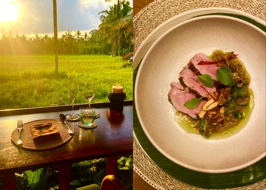 Begawan Biji restaurant in Ubud with rice field views, and Indonesian food