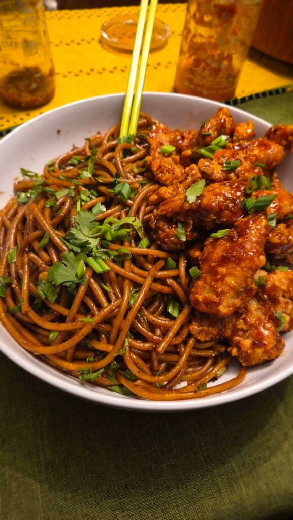 Scratch General Tso's and garlic scallion noodles