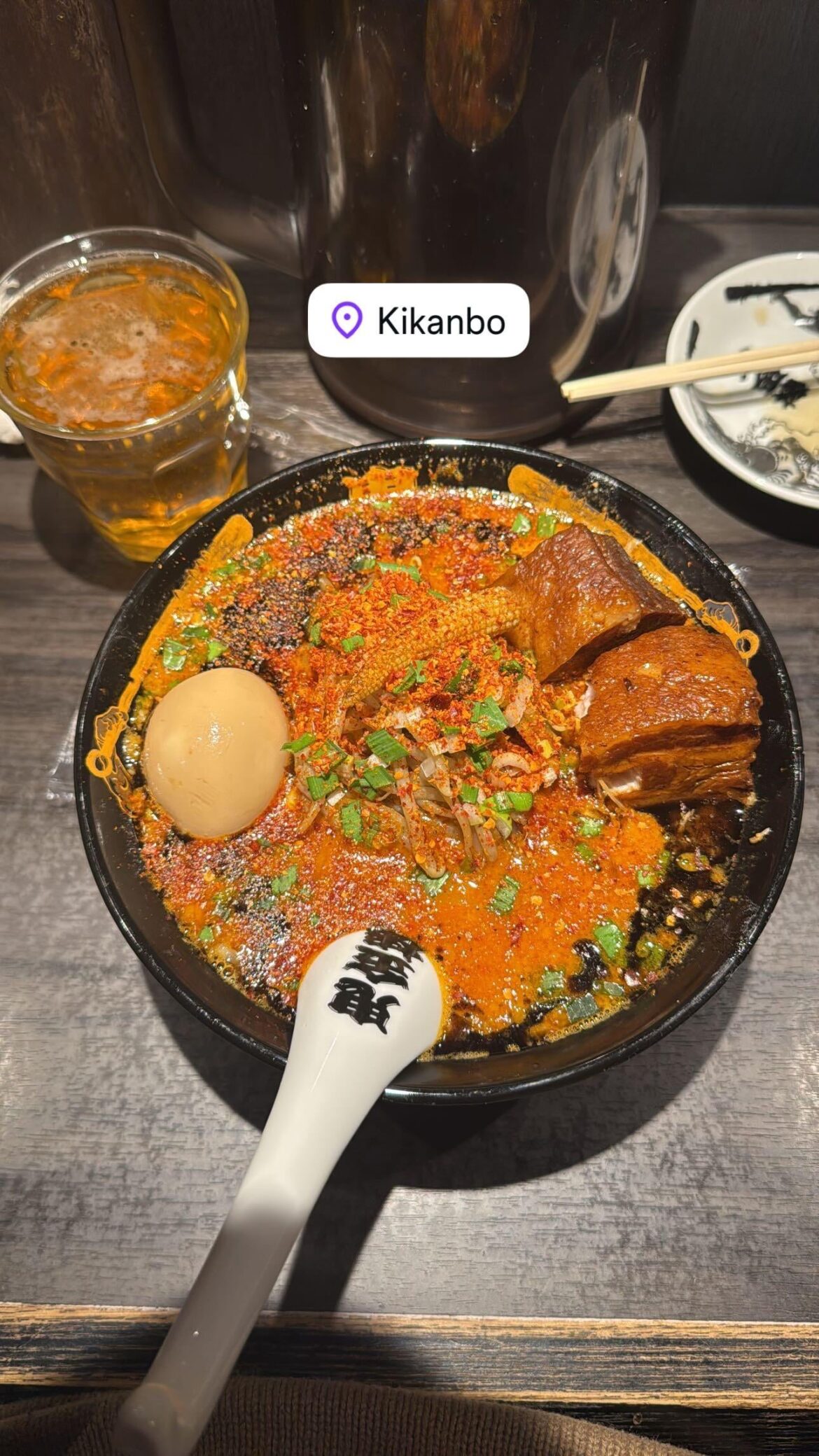 Oni level spicy miso ramen at Kikanbo in Tokyo