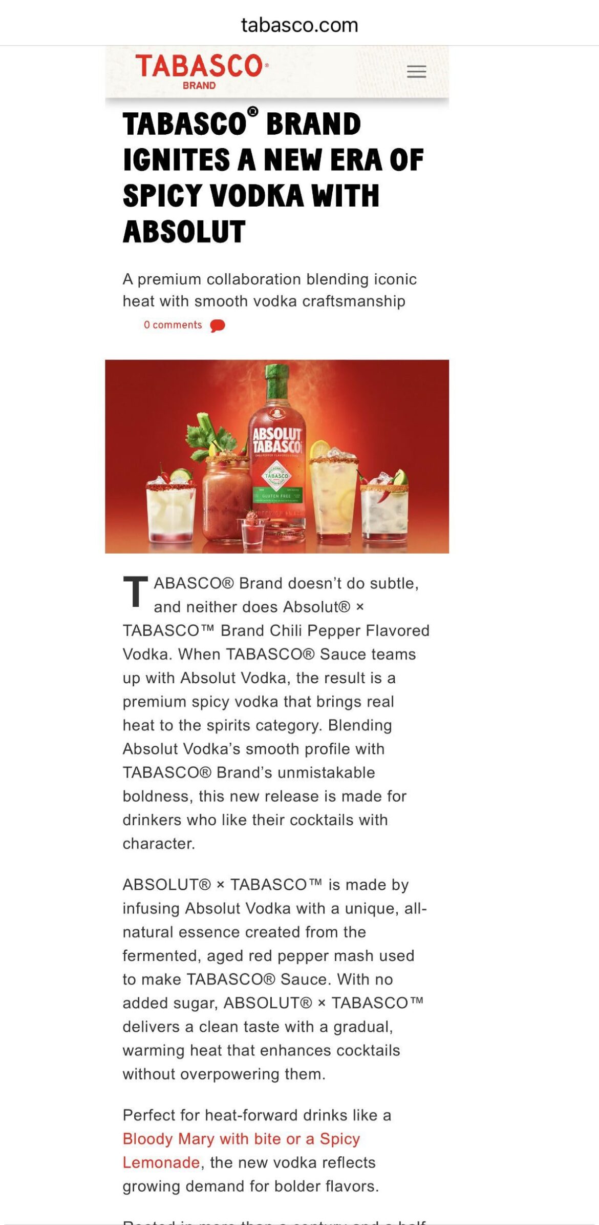 Tabasco’s Official Announcement