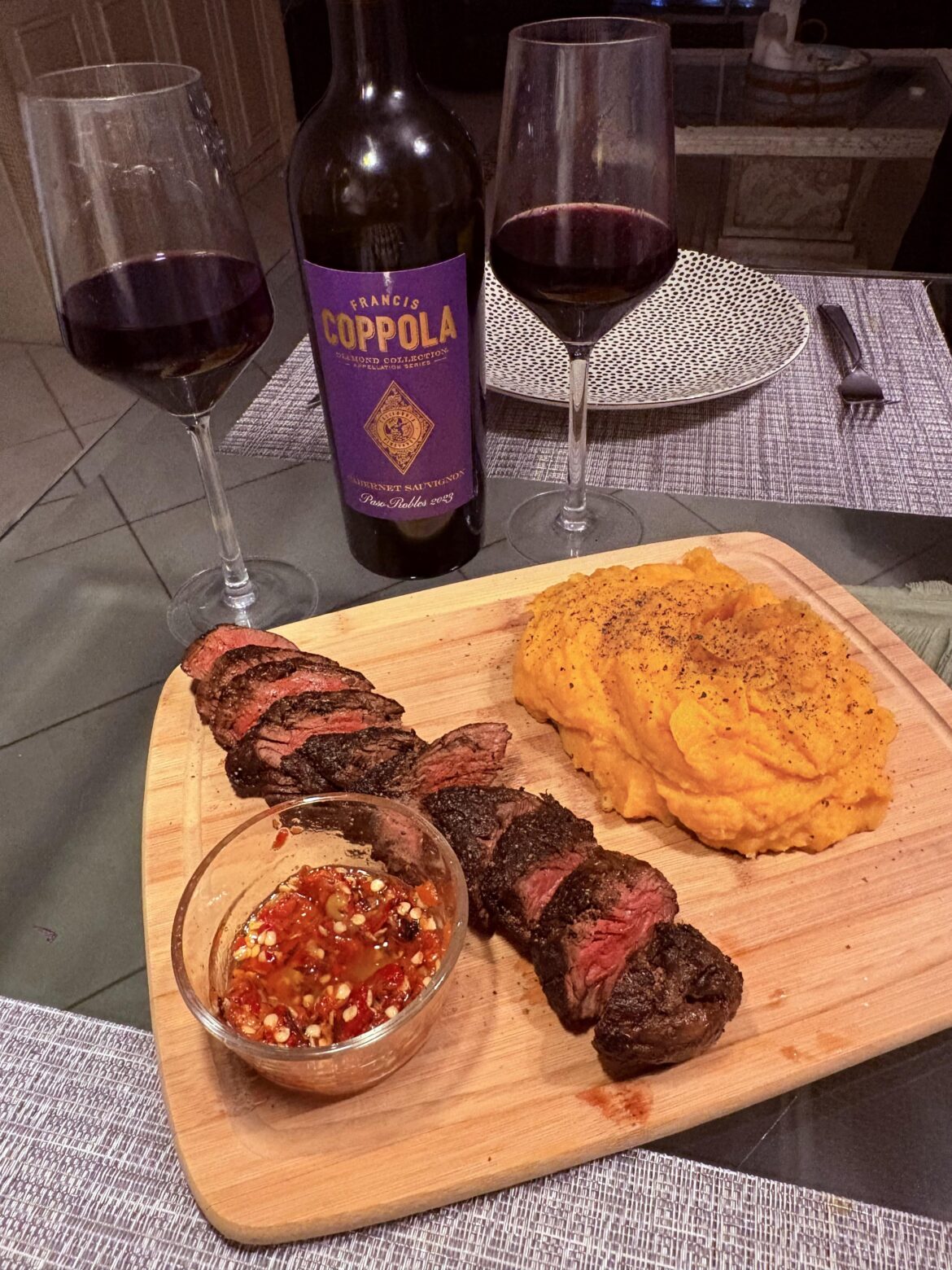 Hanger steak and Cabernet